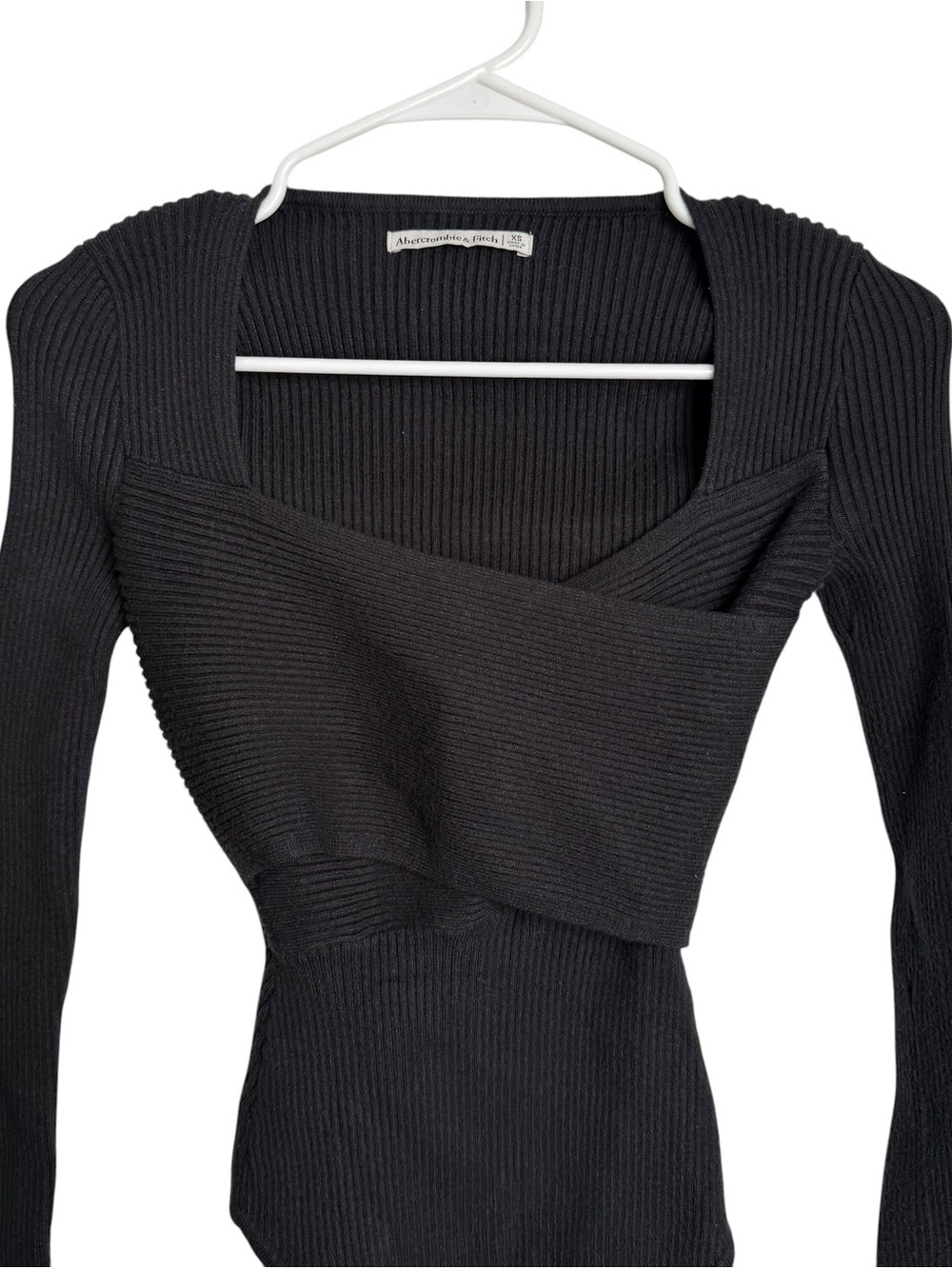 Abercrombie & Fitch LuxeLoft Wrap
Bodysuit Size XS Black Ribbed Knit Long Sleeve - Picture 3 of 11